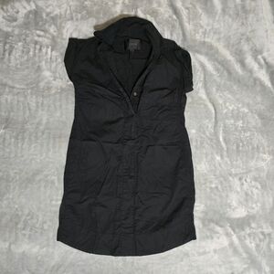 J. Crew Shirt Dress Women's Black XXS Short Rolled Sleeves